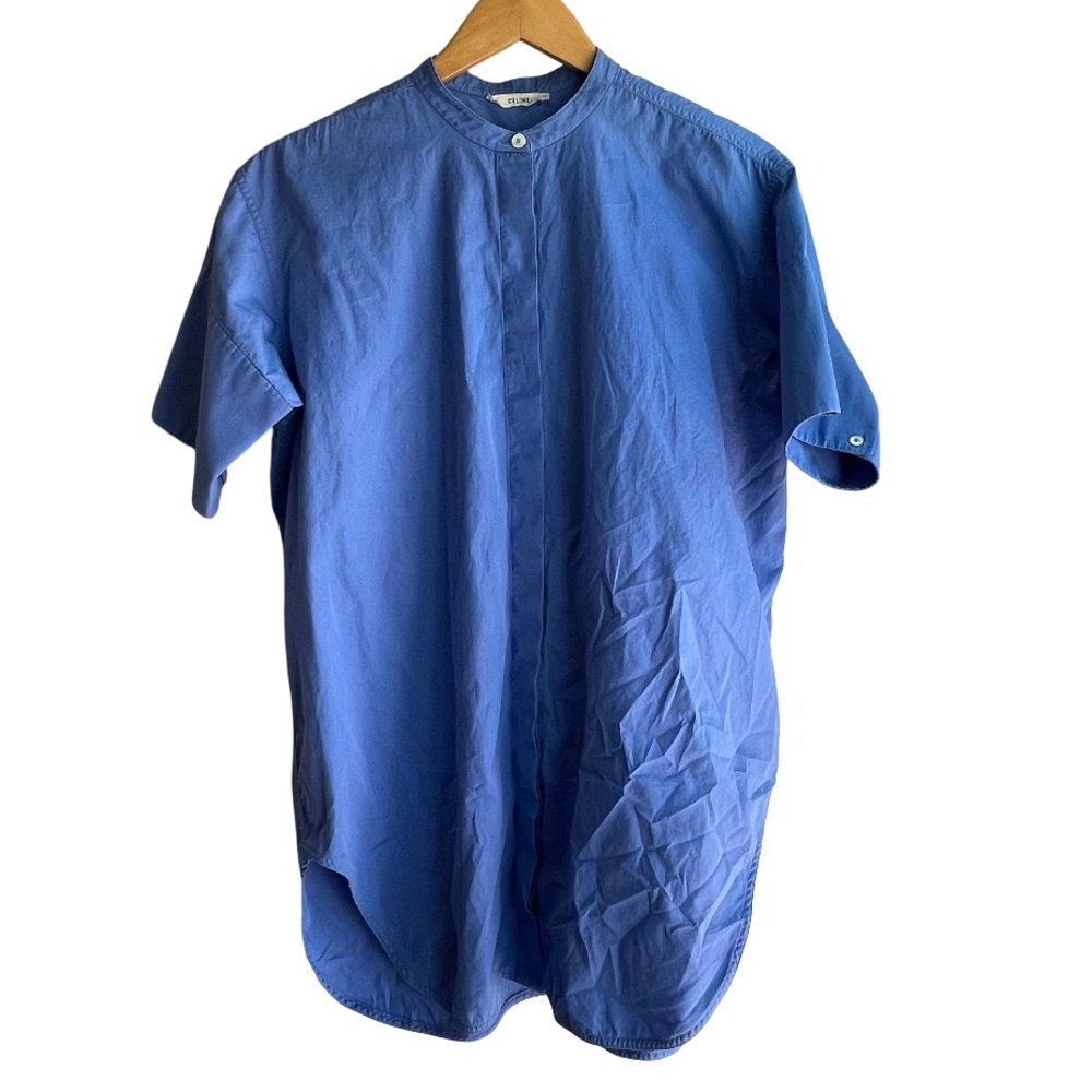 CELINE Women’s Blue Cotton Tunic Shirt – Phoebe Philo Era – Size 42